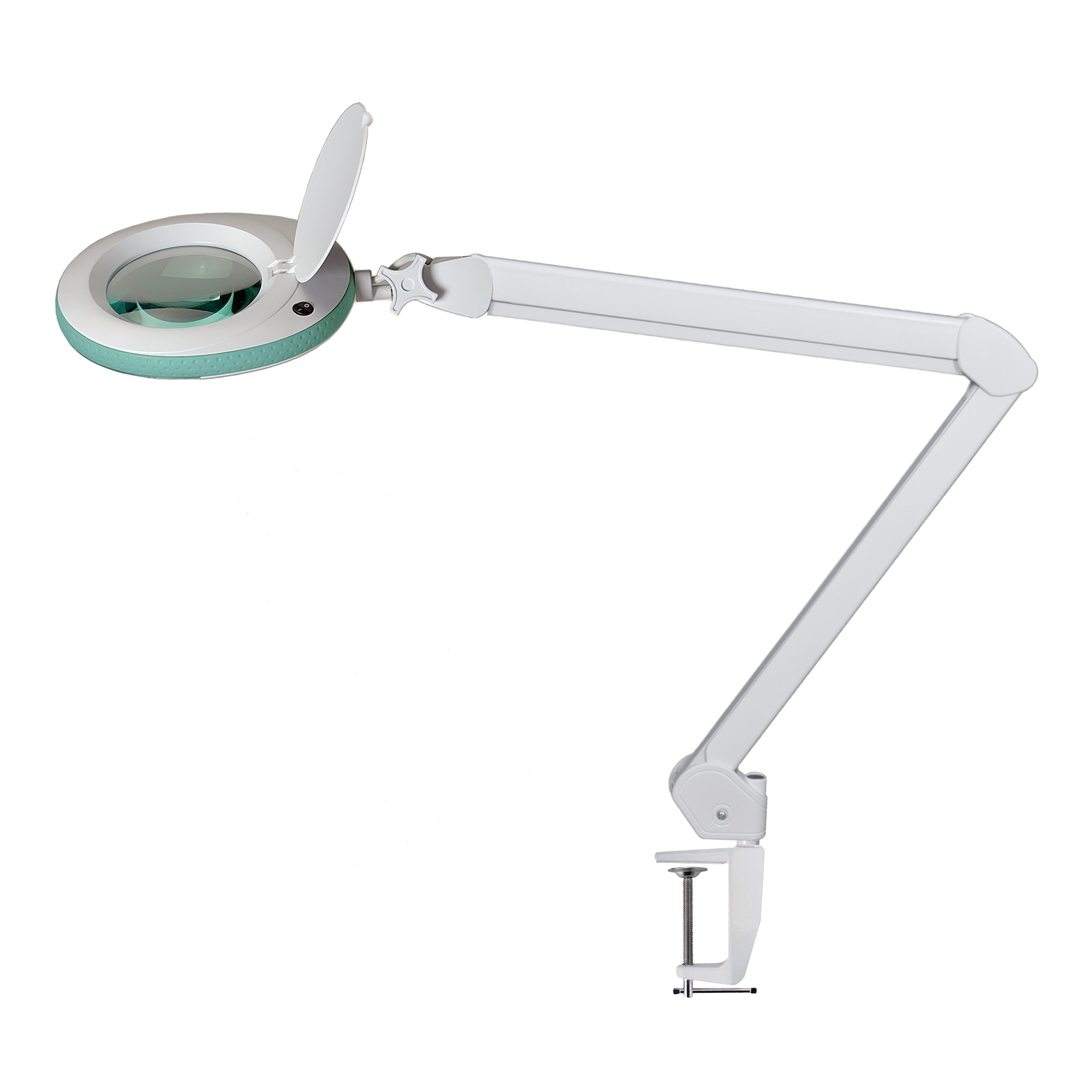 Lampe-loupe Lumeno 721X avec protection en caoutchouc verte et pince de table