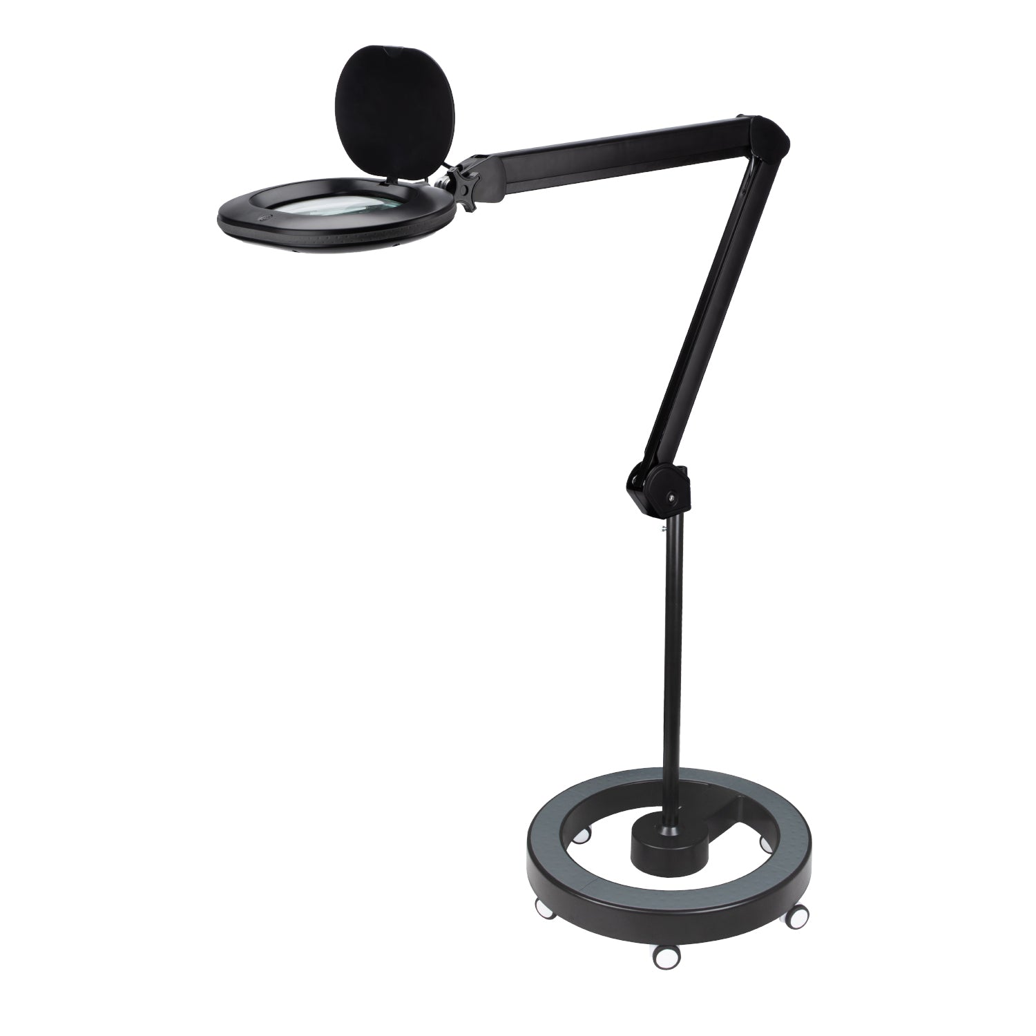 Lampe-loupe Lumeno 8613 en noir sur statif roulant 6159