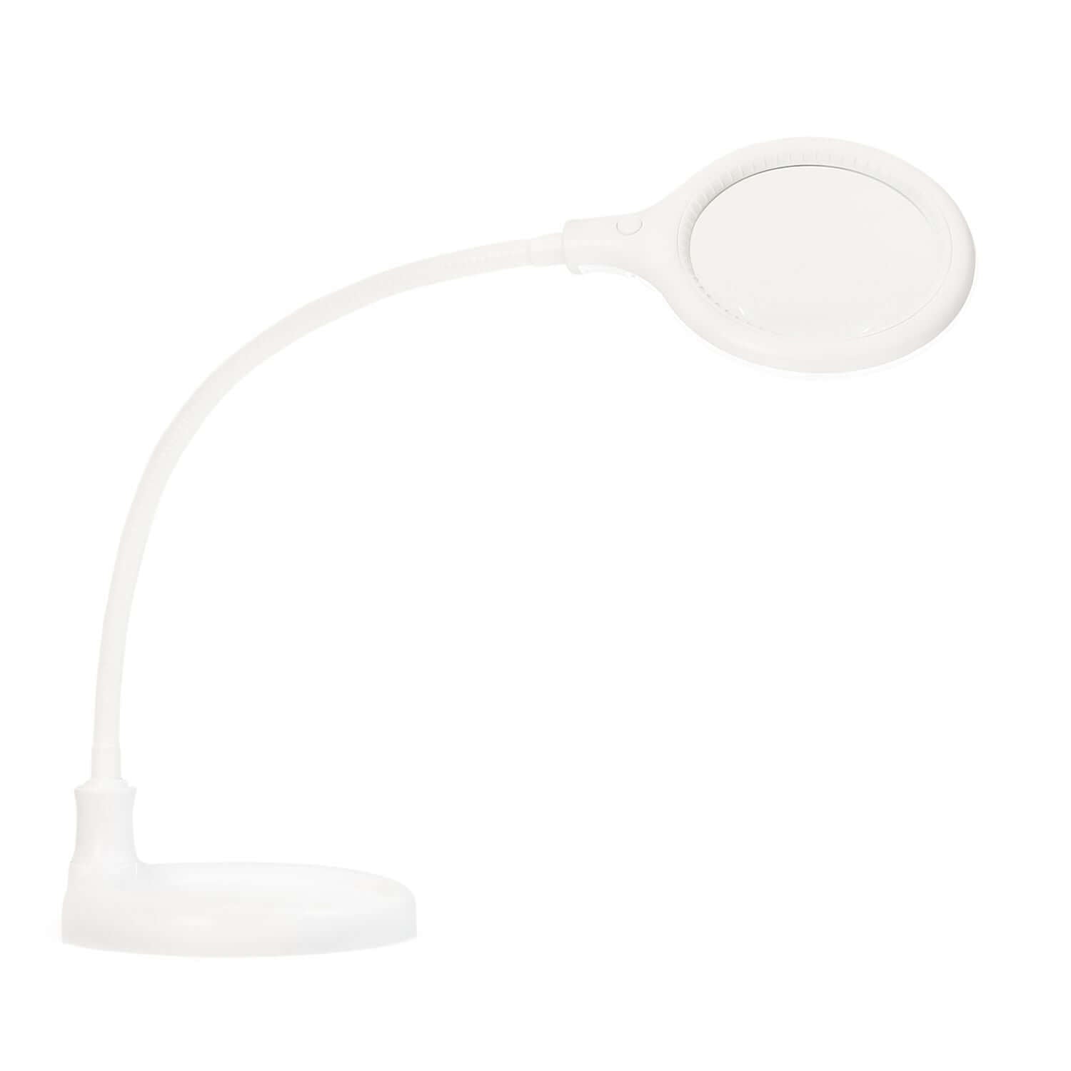 Lampe à pince LED Lumeno 680X en blanc avec col de cygne et socle