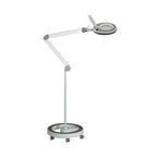Lampada Lumeno 821X in grigio su stativo a rotelle con cinque ruote