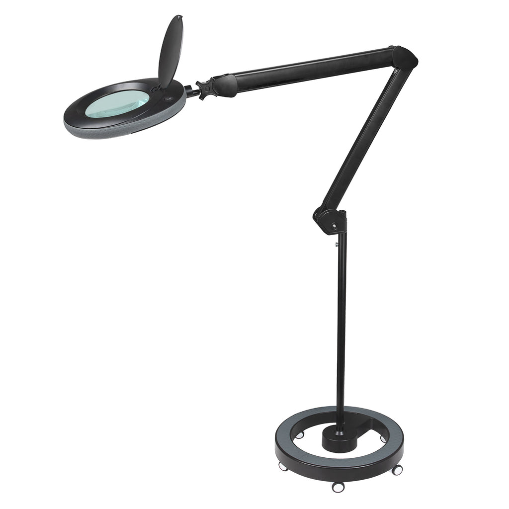 Lumeno 721X Lupenleuchte in Schwarz im Set mit Rollstativ