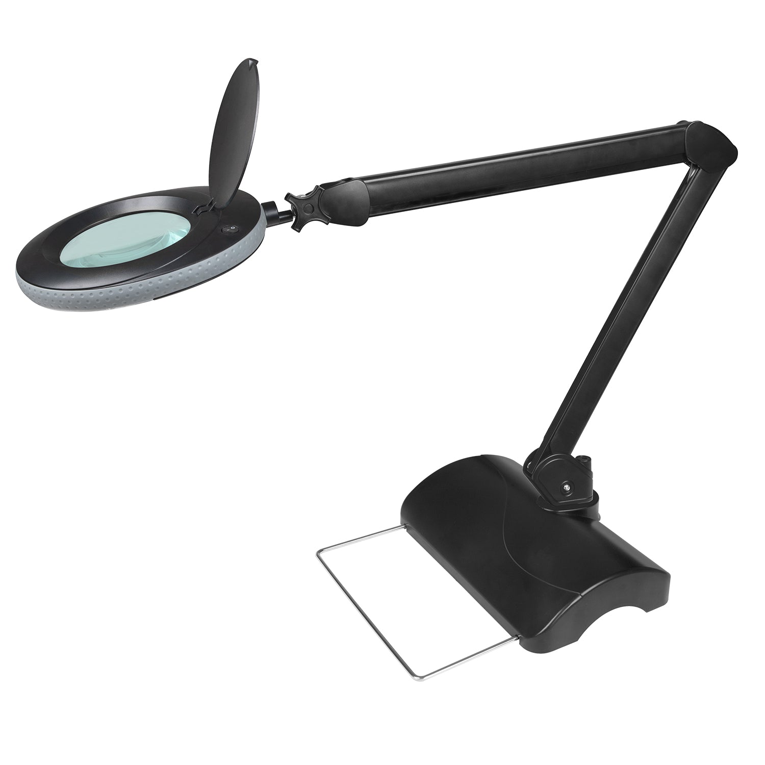 Lampe-loupe Lumeno 721X en noir sur pied de table 6180