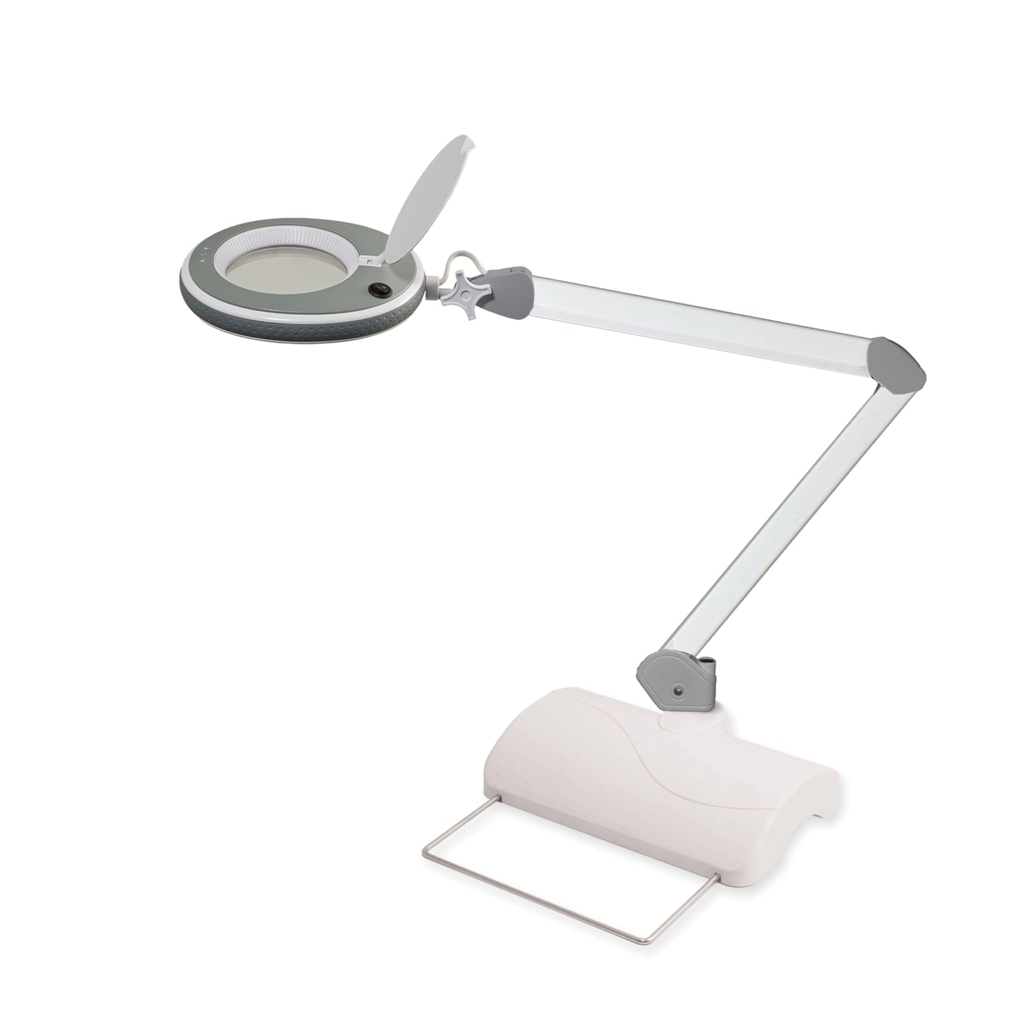 Lampe-loupe Lumeno 8213 en gris, 3 dioptries, sur pied de table 6180