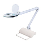 Lampada Lumeno 861X con lente ovale su base da tavolo bianca