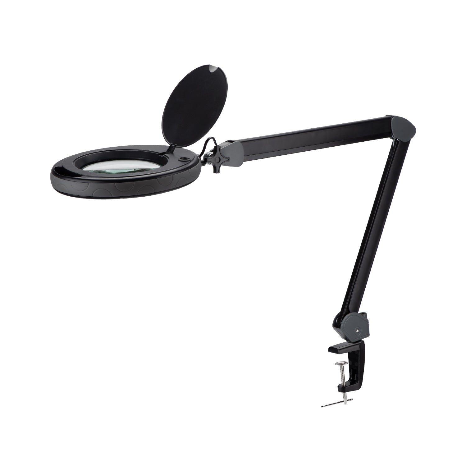 Vista di dettaglio della lampada Lumeno 851X - grande lente in vero vetro da 152 mm con pratico coperchio e bordo di protezione in gomma per un uso sicuro e confortevole